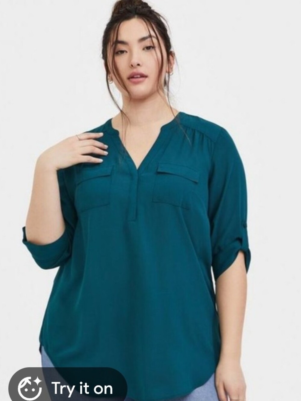 Torrid Harper Georgette Pullover 3/4 Sleeve Blouse Sz 3x